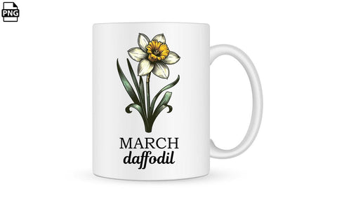 Vintage Birth Flower March Daffodil Clipart Printable File Sublimation Creativedesigntee 