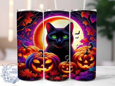 Vintage Black Cat Gothic Halloween Tumbler, Spooky Cat Cup, 20Oz Sublimation Wrap, Gothic Cat Mug, Autumn Halloween Drinkware, Black Cat Coffee Tumbler, Vintage Halloween Design Sublimation ToriDesigns 