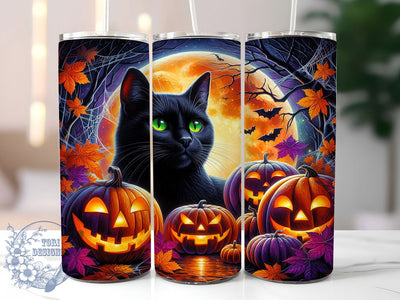 Vintage Black Cat Gothic Halloween Tumbler, Spooky Cat Cup, 20Oz Sublimation Wrap, Gothic Cat Mug, Autumn Halloween Drinkware, Black Cat Coffee Tumbler, Vintage Halloween Design Sublimation ToriDesigns 