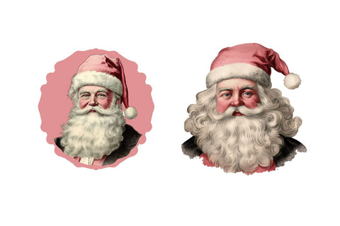 Vintage Black Pink Santa Claus Clipart Bundle Sublimation Designangry 