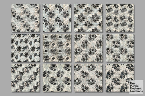 Vintage Black Rose Lace Digital Paper | Gothic Romantic Sublimation Digital Pattern Fine Purple Elephant Creations 