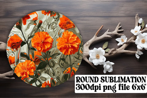 Vintage Blossom Circle Sublimation Collection: Keychain, Coaster, Ornament Pack Sublimation afrosvg 