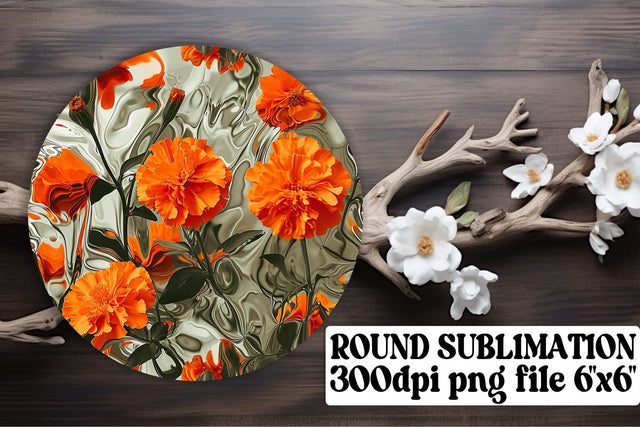 Vintage Blossom Circle Sublimation Collection: Keychain, Coaster, Ornament Pack Sublimation afrosvg 