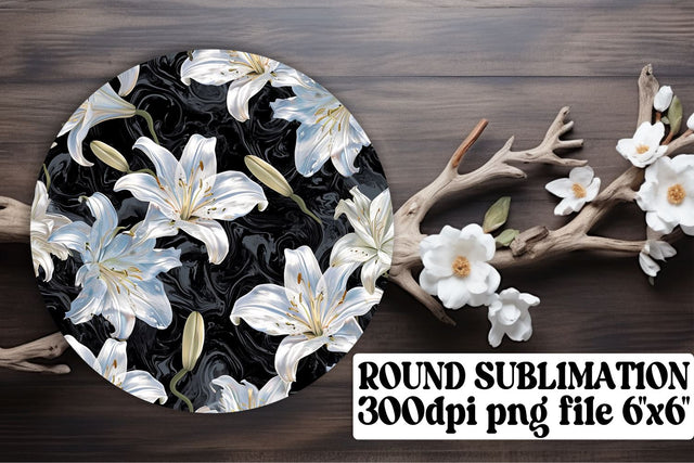 Vintage Blossom Circle Sublimation Set: Keychain, Coaster, Ornament Pack Sublimation afrosvg 