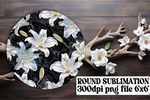 Vintage Blossom Circle Sublimation Set: Keychain, Coaster, Ornament Pack Sublimation afrosvg 