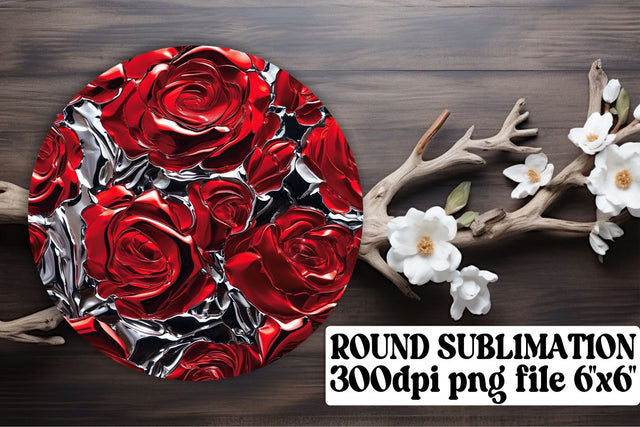 Vintage Blossom Circle Sublimation Set: Keychain, Coaster, Ornament Pack Sublimation afrosvg 