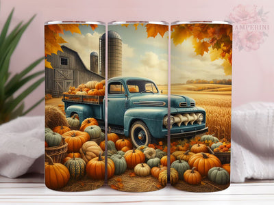 Vintage Blue Truck Fall 20oz Tumbler Wrap PNG, Blue Truck Tumbler Png, Straight & Tapered Tumbler Wrap, Instant Digital Download Sublimation Li Zamperini 