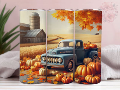 Vintage Blue Truck Fall 20oz Tumbler Wrap PNG, Blue Truck Tumbler Png, Straight & Tapered Tumbler Wrap, Instant Digital Download Sublimation Li Zamperini 