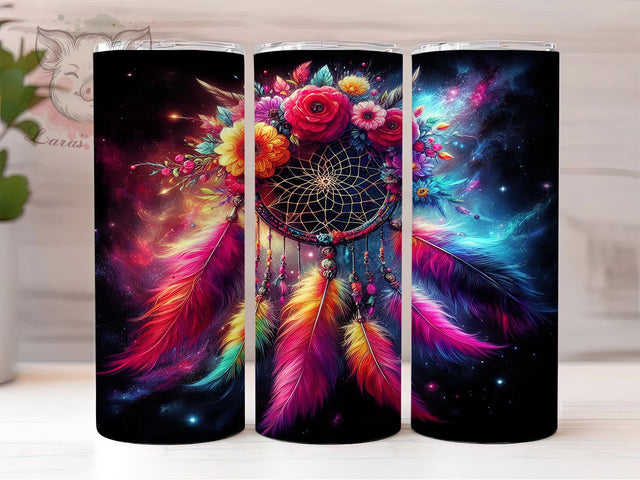 Vintage Boho Dreamcatcher Tumbler, 3D Floral Tumbler, Bohemian Tumbler Design, 20oz Dreamcatcher Wrap, Floral Dreamcatcher Tumbler, Boho Chic Tumbler Sublimation Lara' s Designs 