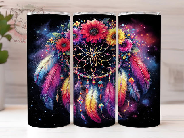 Vintage Boho Dreamcatcher Tumbler, 3D Floral Tumbler, Bohemian Tumbler Design, 20oz Dreamcatcher Wrap, Floral Dreamcatcher Tumbler, Boho Chic Tumbler Sublimation Lara' s Designs 