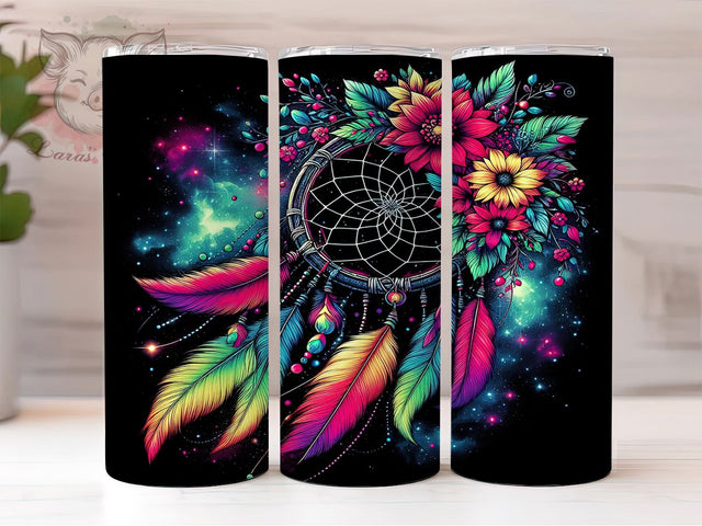 Vintage Boho Dreamcatcher Tumbler, 3D Floral Tumbler, Bohemian Tumbler Design, 20oz Dreamcatcher Wrap, Floral Dreamcatcher Tumbler, Boho Chic Tumbler Sublimation Lara' s Designs 