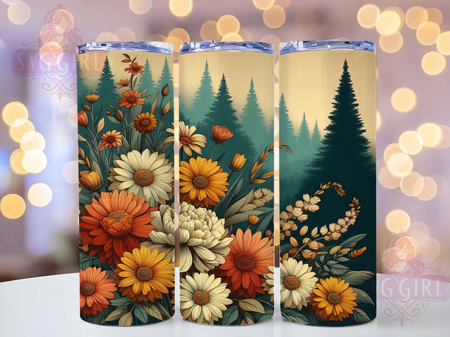 Vintage Boho Wildflower 20oz Tumbler, Wildflower Cup Wrap, Hiking Outdoors Design, Sublimation Tumbler Wrap, 20Oz Tumbler Design, Pacific Northwest Cup, Artistic Coastal Wildflower Wrap Sublimation SvggirlplusArt 