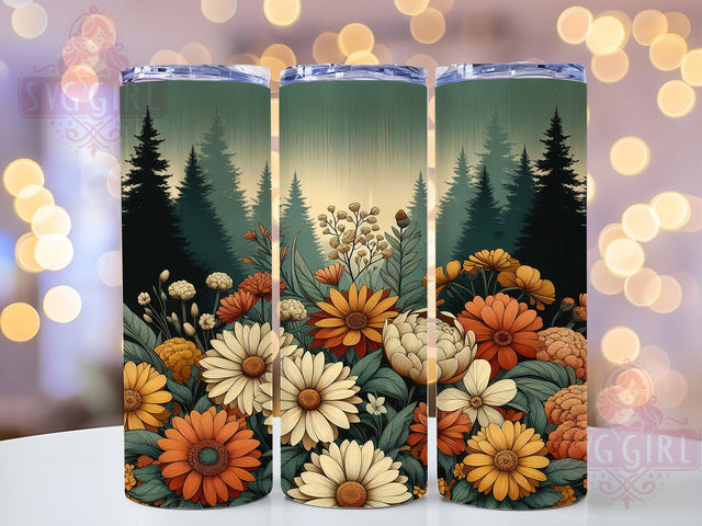 Vintage Boho Wildflower 20oz Tumbler, Wildflower Cup Wrap, Hiking Outdoors Design, Sublimation Tumbler Wrap, 20Oz Tumbler Design, Pacific Northwest Cup, Artistic Coastal Wildflower Wrap Sublimation SvggirlplusArt 