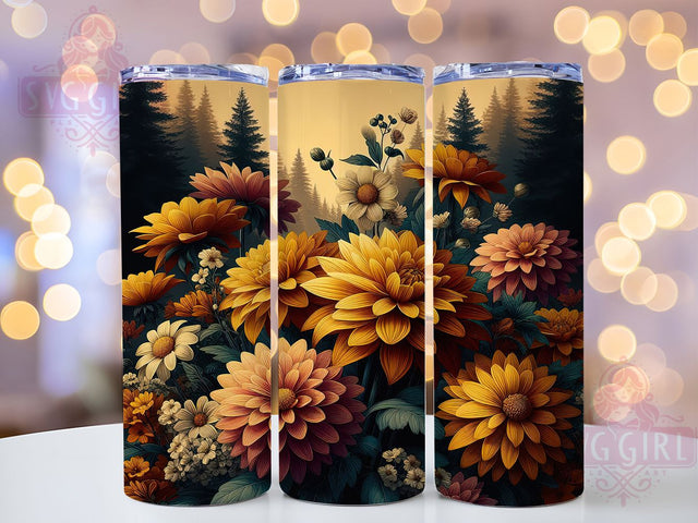 Vintage Boho Wildflower 20oz Tumbler, Wildflower Cup Wrap, Hiking Outdoors Design, Sublimation Tumbler Wrap, 20Oz Tumbler Design, Pacific Northwest Cup, Artistic Coastal Wildflower Wrap Sublimation SvggirlplusArt 