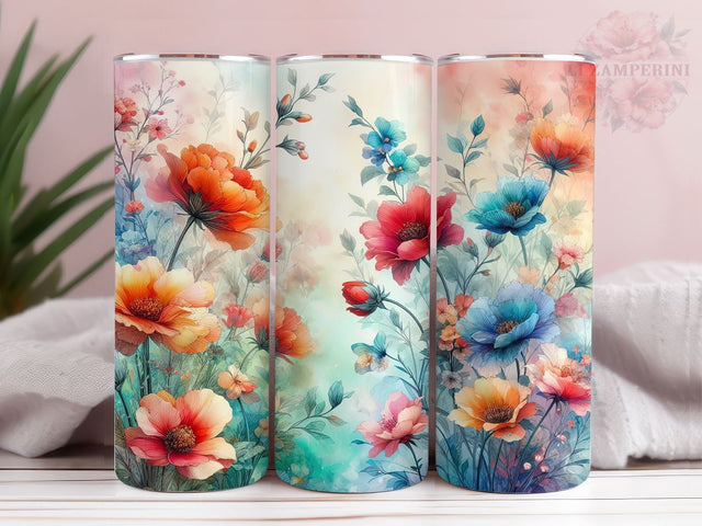 Vintage Boho Wildflowers 20oz Tumbler Wrap PNG, Alcohol Ink Wildflowers Tumbler Png, Straight & Tapered Tumbler Wrap, Instant Digital Download Sublimation Li Zamperini 