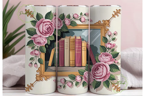 Vintage Book Lover 20oz Tumbler Wrap Sublimation PixelChick 