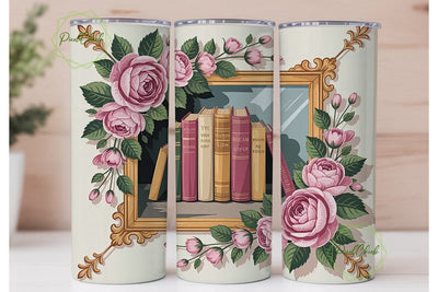 Vintage Book Lover 20oz Tumbler Wrap Sublimation PixelChick 