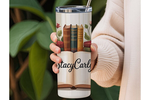Vintage Book Stack 20oz Tumbler Wrap Sublimation DesignSVG 