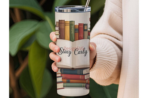 Vintage Book Stack 20oz Tumbler Wrap Sublimation DesignSVG 
