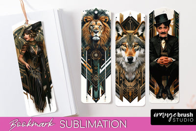 Vintage Bookmark Sublimation - Art Deco Style Bookmarks PNG Sublimation OrangeBrushStudio 