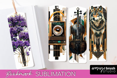 Vintage Bookmark Sublimation - Art Deco Style Bookmarks PNG Sublimation OrangeBrushStudio 