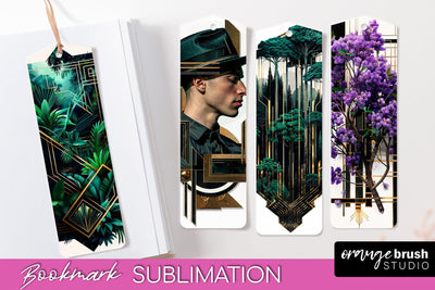 Vintage Bookmark Sublimation - Art Deco Style Bookmarks PNG Sublimation OrangeBrushStudio 