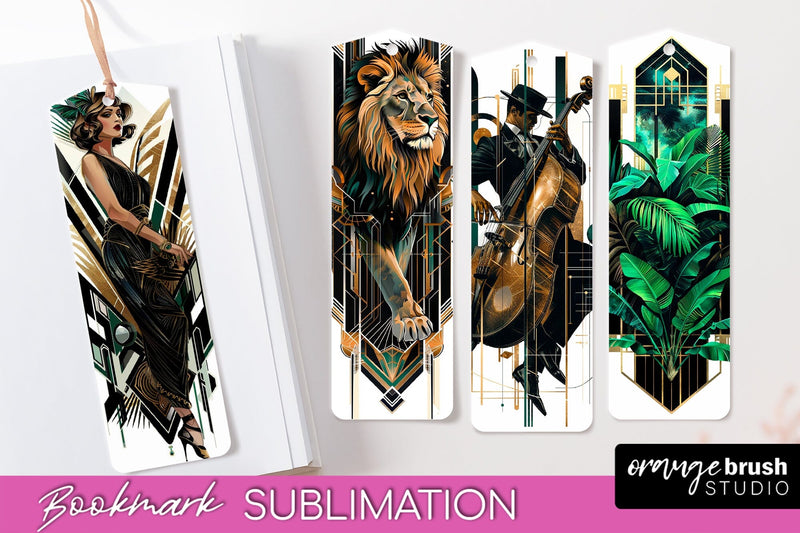 Vintage Bookmark Sublimation - Art Deco Style Bookmarks PNG Sublimation OrangeBrushStudio 