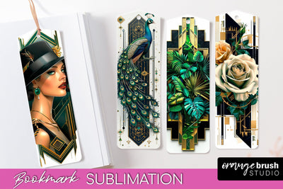 Vintage Bookmark Sublimation - Art Deco Style Bookmarks PNG Sublimation OrangeBrushStudio 