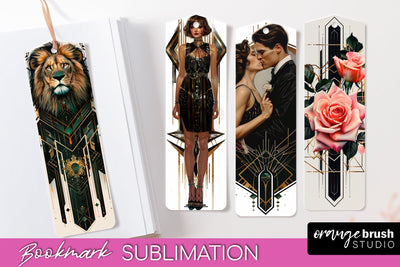 Vintage Bookmark Sublimation - Art Deco Style Bookmarks PNG Sublimation OrangeBrushStudio 