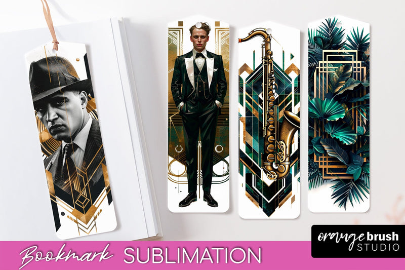 Vintage Bookmark Sublimation - Art Deco Style Bookmarks PNG Sublimation OrangeBrushStudio 