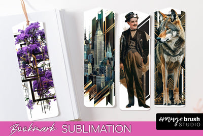 Vintage Bookmark Sublimation - Art Deco Style Bookmarks PNG Sublimation OrangeBrushStudio 