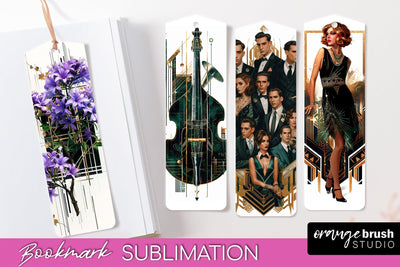 Vintage Bookmark Sublimation - Art Deco Style Bookmarks PNG Sublimation OrangeBrushStudio 