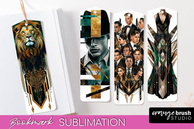 Vintage Bookmark Sublimation - Art Deco Style Bookmarks PNG Sublimation OrangeBrushStudio 