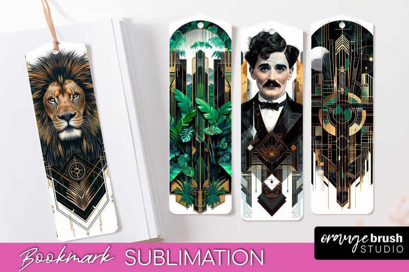 Vintage Bookmark Sublimation - Art Deco Style Bookmarks PNG Sublimation OrangeBrushStudio 