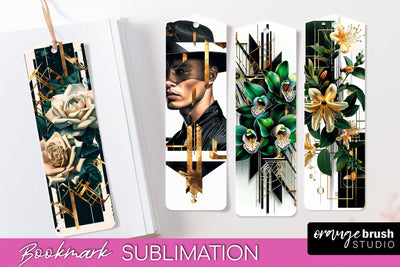 Vintage Bookmark Sublimation - Art Deco Style Bookmarks PNG Sublimation OrangeBrushStudio 