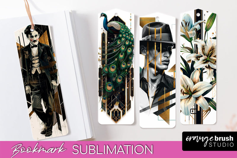 Vintage Bookmark Sublimation - Art Deco Style Bookmarks PNG Sublimation OrangeBrushStudio 