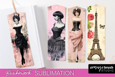 Vintage Bookmark Sublimation - Scrapbook Bookmarks 4 PNG Sublimation OrangeBrushStudio 