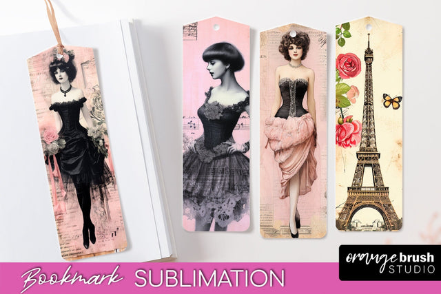 Vintage Bookmark Sublimation - Scrapbook Bookmarks 4 PNG Sublimation OrangeBrushStudio 