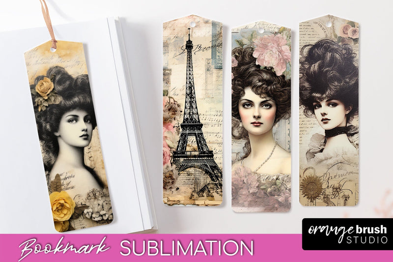 Vintage Bookmark Sublimation - Scrapbook Bookmarks 4 PNG Sublimation OrangeBrushStudio 