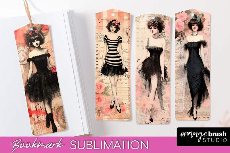 Vintage Bookmark Sublimation - Scrapbook Bookmarks 4 PNG Sublimation OrangeBrushStudio 