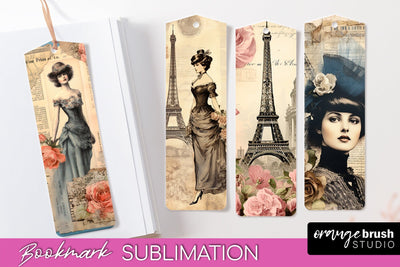 Vintage Bookmark Sublimation - Scrapbook Bookmarks 4 PNG Sublimation OrangeBrushStudio 