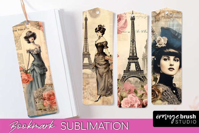 Vintage Bookmark Sublimation - Scrapbook Bookmarks 4 PNG Sublimation OrangeBrushStudio 