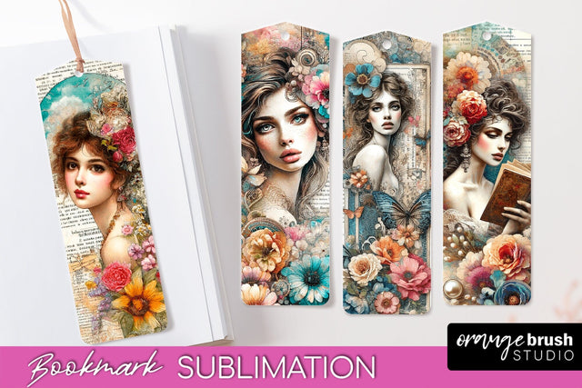 Vintage Bookmark Sublimation - Scrapbook Bookmarks 4 PNG Sublimation OrangeBrushStudio 