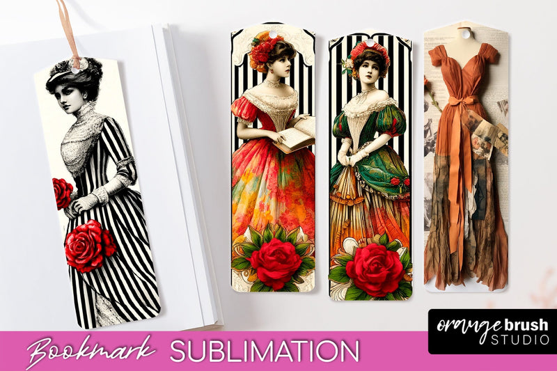Vintage Bookmark Sublimation - Scrapbook Bookmarks 4 PNG Sublimation OrangeBrushStudio 
