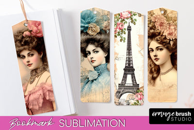 Vintage Bookmark Sublimation - Scrapbook Bookmarks 4 PNG Sublimation OrangeBrushStudio 