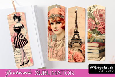 Vintage Bookmark Sublimation - Scrapbook Bookmarks 4 PNG Sublimation OrangeBrushStudio 
