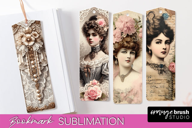 Vintage Bookmark Sublimation - Scrapbook Bookmarks 4 PNG Sublimation OrangeBrushStudio 