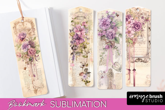 Vintage Bookmark Sublimation - Scrapbook Bookmarks 4 PNG Sublimation OrangeBrushStudio 