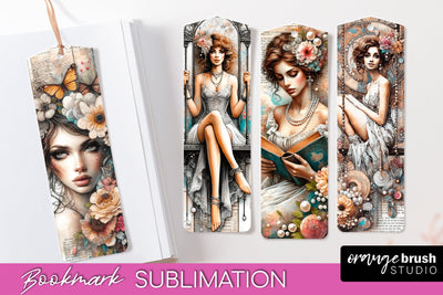 Vintage Bookmark Sublimation - Scrapbook Bookmarks 4 PNG Sublimation OrangeBrushStudio 