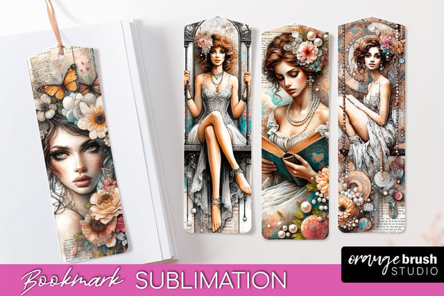 Vintage Bookmark Sublimation - Scrapbook Bookmarks 4 PNG Sublimation OrangeBrushStudio 